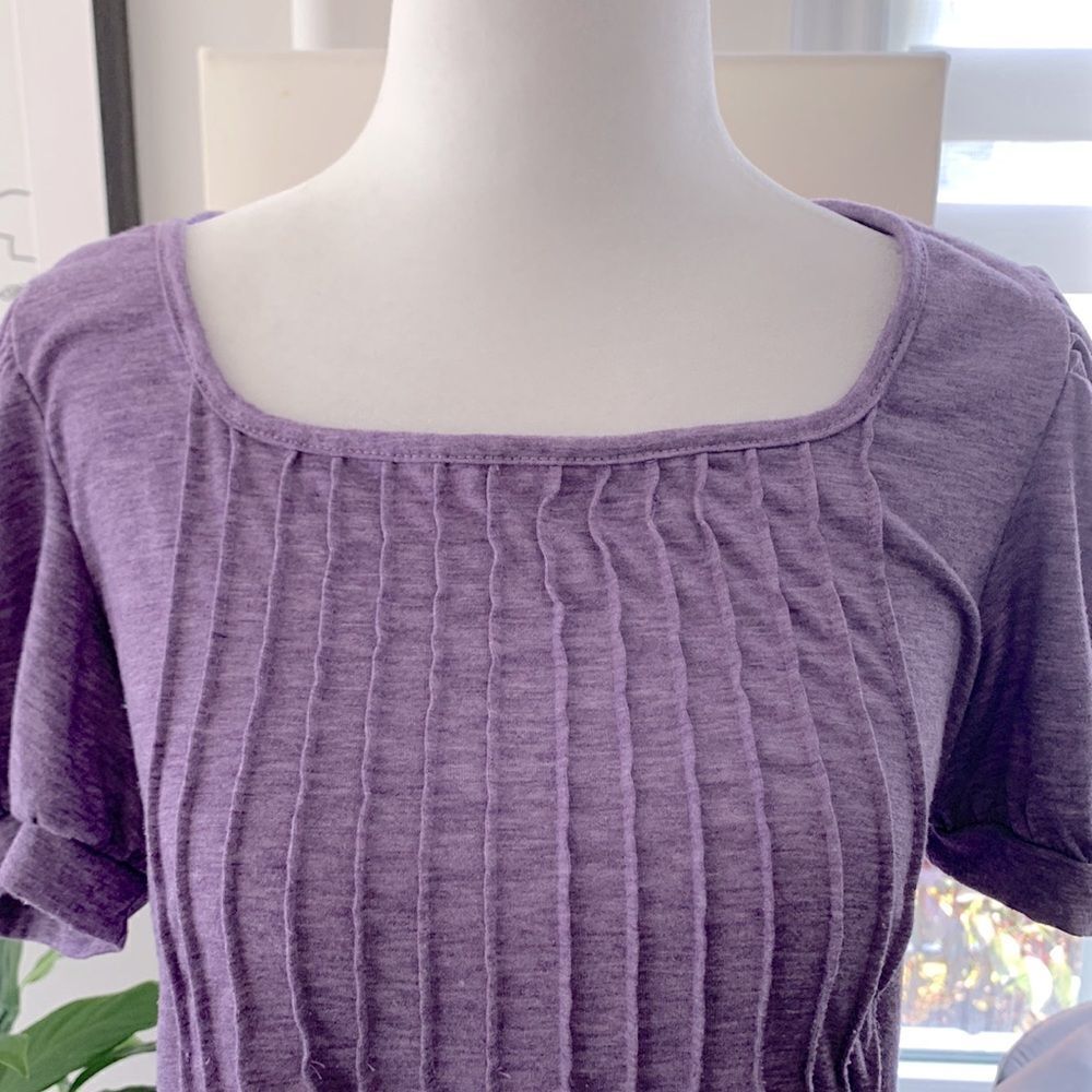 Purple Puff Sleeve Ribbed Blouse - Picture 4 of 9